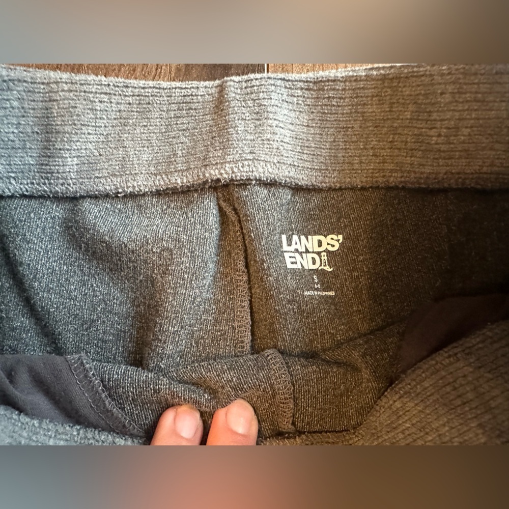 Lands’ End Ribbed Knit Joggers Gray Small | Soft Stretch Lounge Pants - Picture 4 of 6